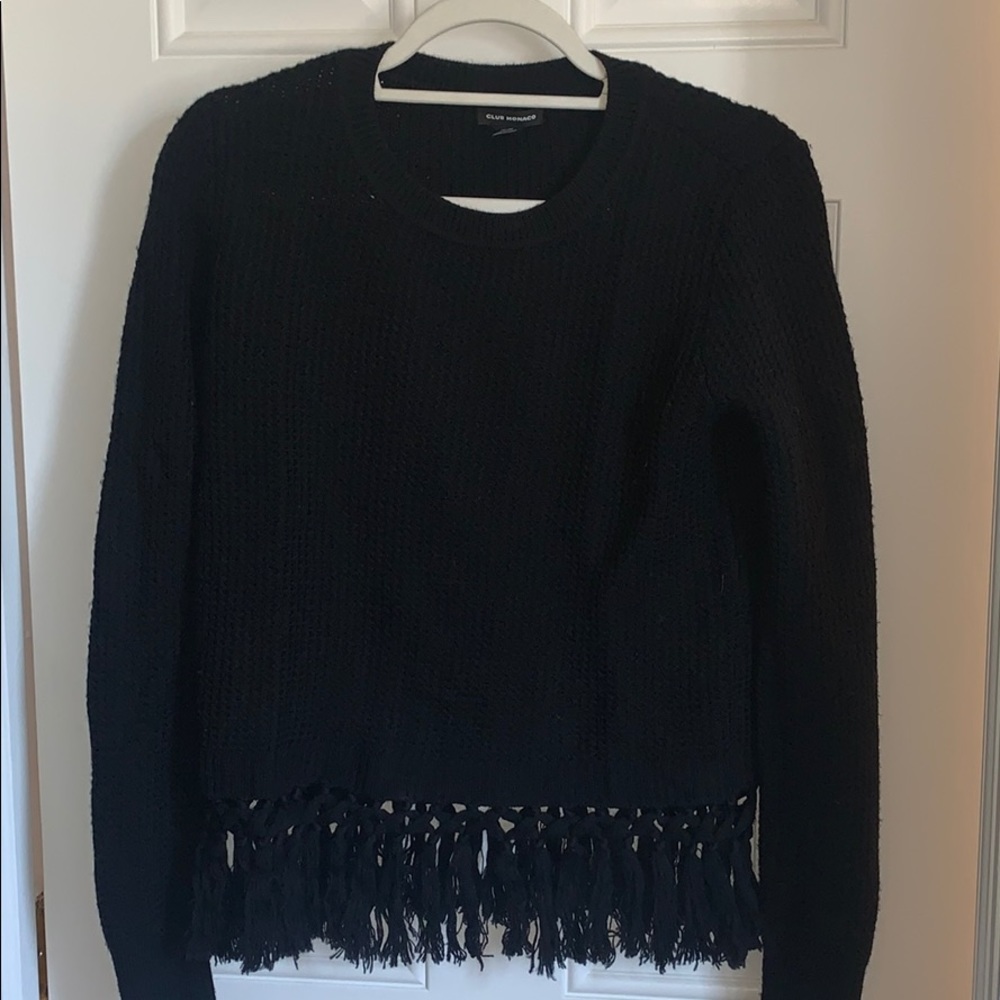 Club Monaco Black Fringe Sweater